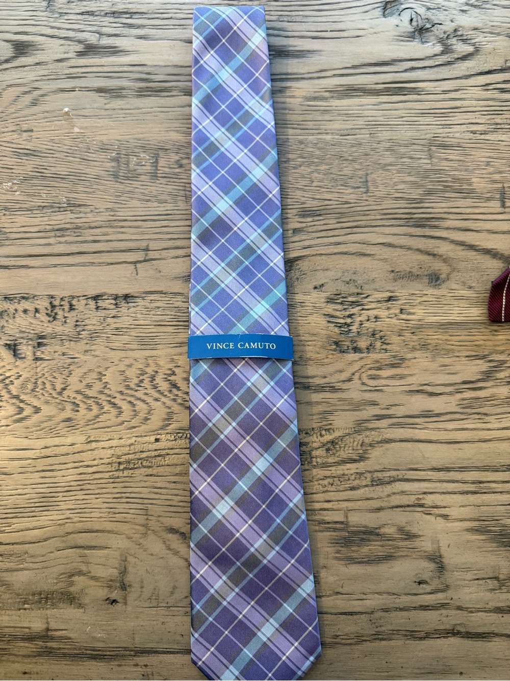 Vince Camuto Lavender and Light Blue Plaid Tie